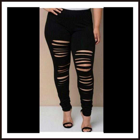 Boutique Pants - NEW Hi-Rise Shredded Leggings Plus Size 1x